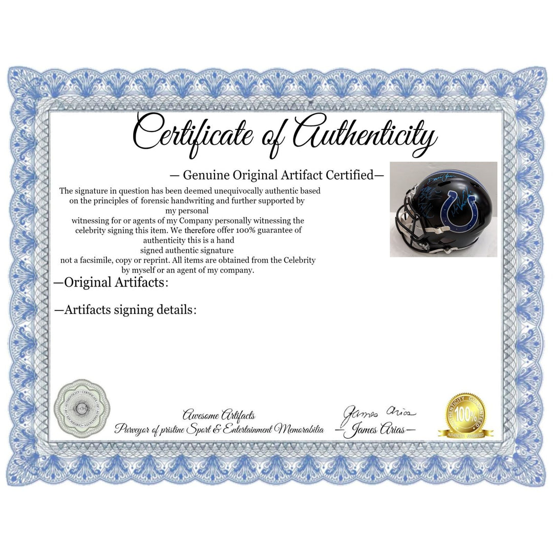 Jonathan Taylor, Daniel Jones, Ty Warren, Michael Pittman Jr. Indianapolis Colts 2025 Riddell speed full size helmet signed with proof