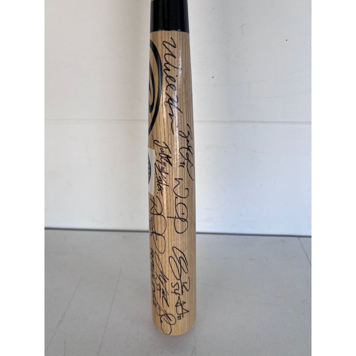 Houston Astros World Series champions Jose Altuve, Alex Bregman, Carlos Correa Justin Verlander team baseball bat signed with proof.