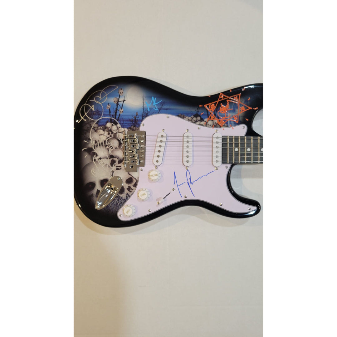 Maynard James Keenan Danny Carey Justin Chancellor Adam Jones unique full size electric guitar signed with proof - Awesome Artifacts