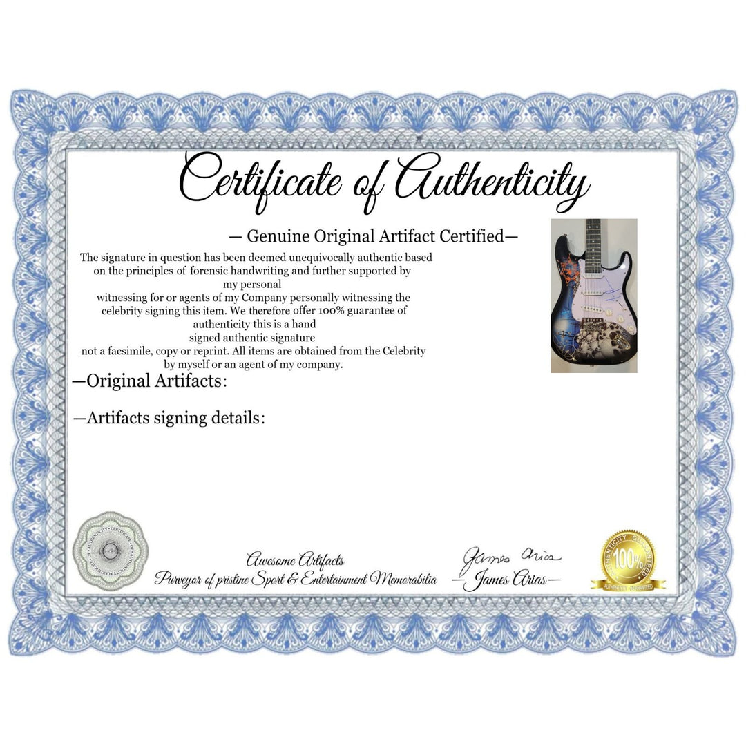 Maynard James Keenan Danny Carey Justin Chancellor Adam Jones unique full size electric guitar signed with proof - Awesome Artifacts