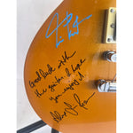 Load image into Gallery viewer, Rush Neil Peart Geddy Lee Alex Lifeson Les Paul Gold top full size electric guitar signed with proof
