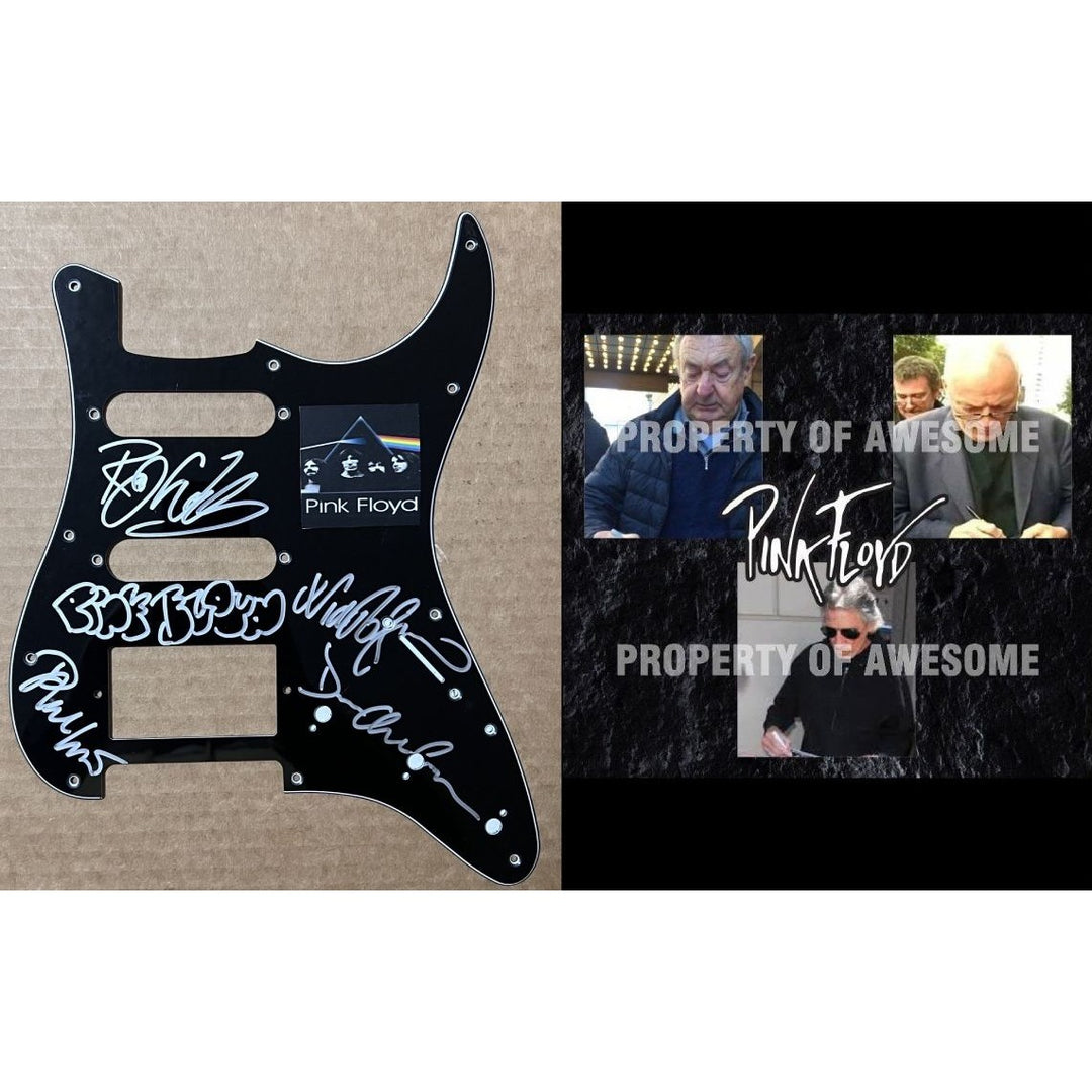 Roger Waters David Gilmour Nick Mason Rick Wright Pink Floyd electric guitar pickguard signed with proof