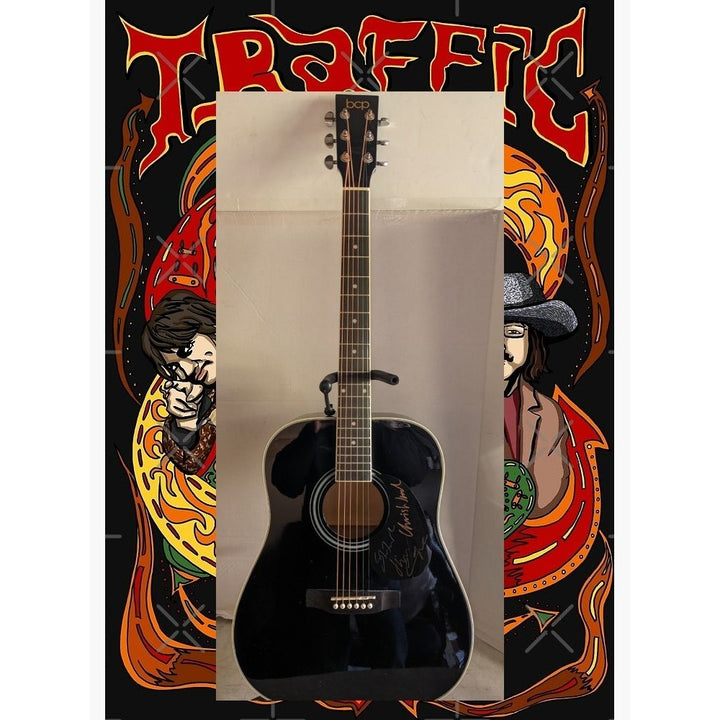 Traffic, Steve Winwood, Chris Wood, Jim Capaldi 41' full size acoustic guitar signed with proof
