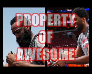 Joel Embiid and James Harden Philadelphia 76ers full size basketball signed with proof