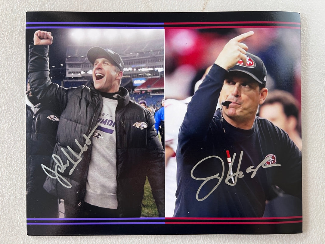 John and Jim Harbaugh 8x10 photo signed