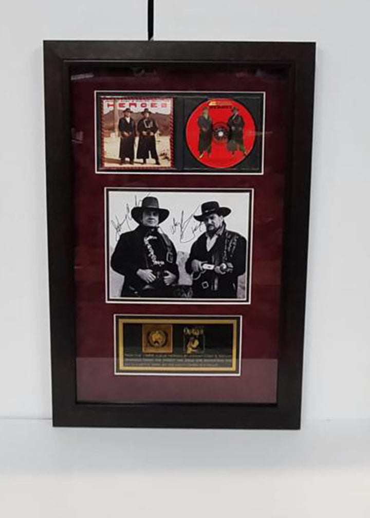 Johnny Cash and Waylon Jennings 8x10 photograph signed & framed with proof