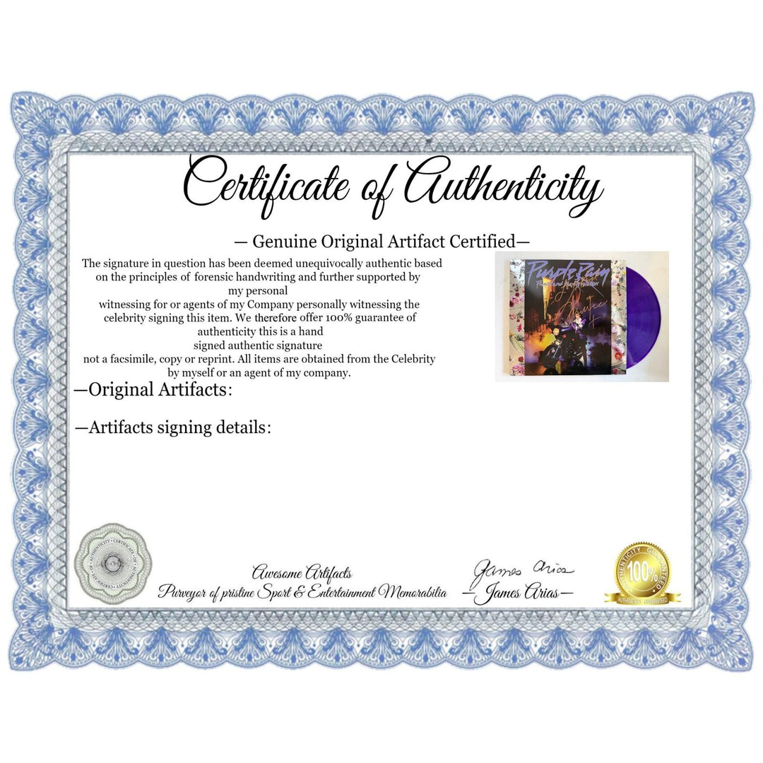 Prince Rogers Nelson Purple Rain 1984 original Lp signed