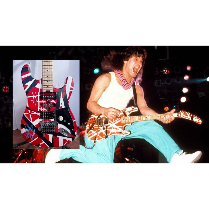 Eddie Van Halen authentic Frankenstein guitar signed with proof (just like the one and only Eddie Van Halen played and made famous).