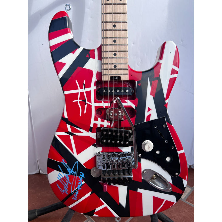 Eddie Van Halen authentic Frankenstein guitar signed with proof (just like the one and only Eddie Van Halen played and made famous).