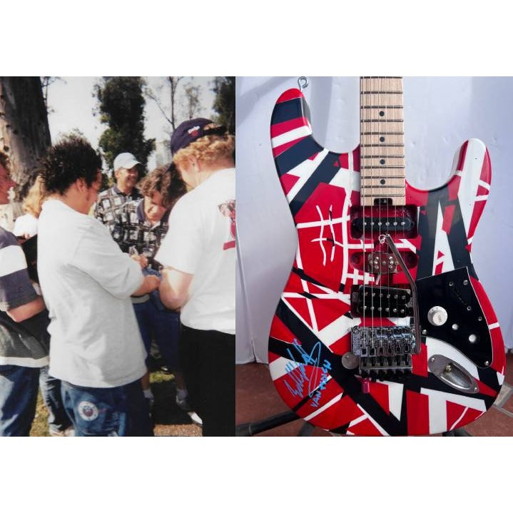 Eddie Van Halen authentic Frankenstein guitar signed with proof (just like the one and only Eddie Van Halen played and made famous).