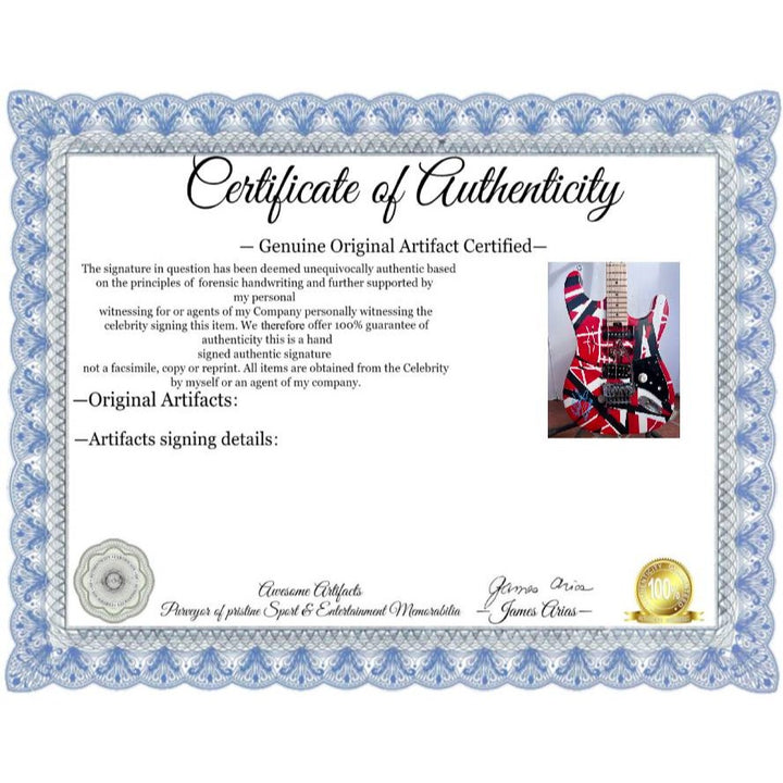 Eddie Van Halen authentic Frankenstein guitar signed with proof (just like the one and only Eddie Van Halen played and made famous).