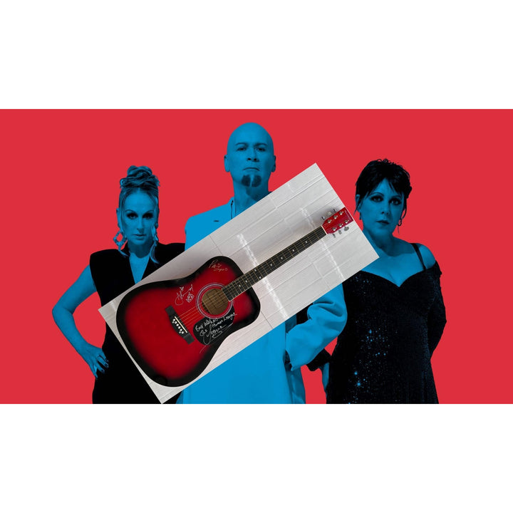 The Human League Philip Oakey, Joanne Catherall and Adrian Wright of The Human League  full size acoustic guitar signed.