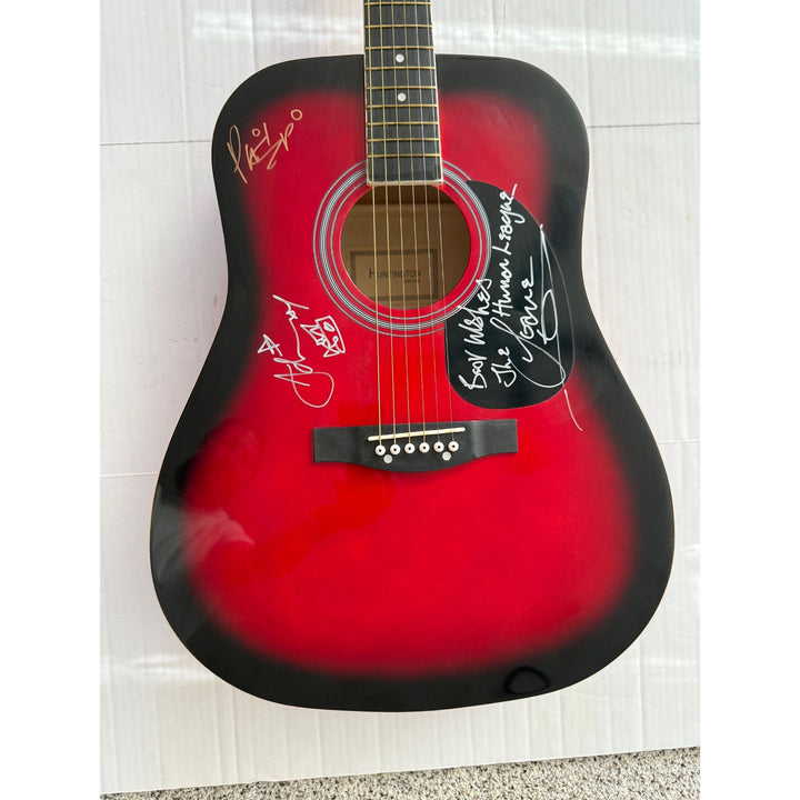 The Human League Philip Oakey, Joanne Catherall and Adrian Wright of The Human League  full size acoustic guitar signed.