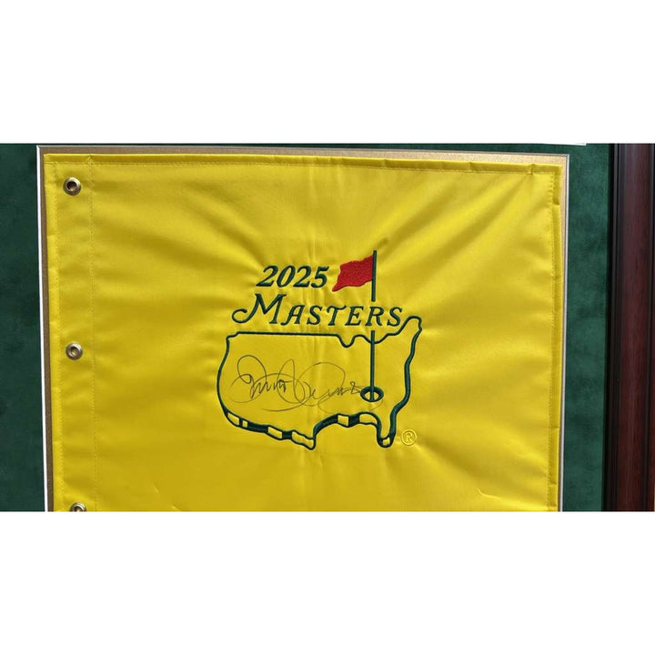 Rory McIlroy 2025 Masters champion signed Masters flag with museum quality frame & proof 28x38x2