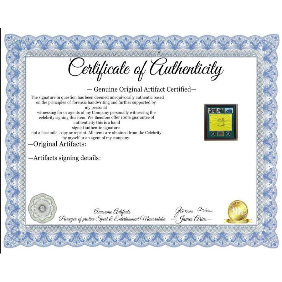 Rory McIlroy 2025 Masters champion signed Masters flag with museum quality frame & proof 28x38x2