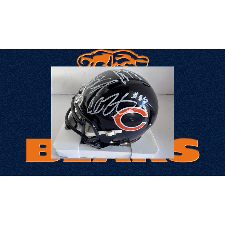 Chicago Bears Caleb Williams, Cole Kmet, Keenan Allen ,DJ Moore Riddell football mini helmet signed with proof