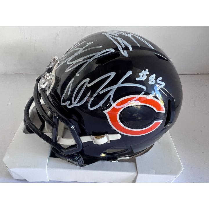 Chicago Bears Caleb Williams, Cole Kmet, Keenan Allen ,DJ Moore Riddell football mini helmet signed with proof