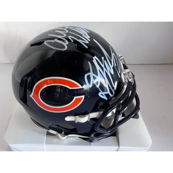 Chicago Bears Caleb Williams, Cole Kmet, Keenan Allen ,DJ Moore Riddell football mini helmet signed with proof