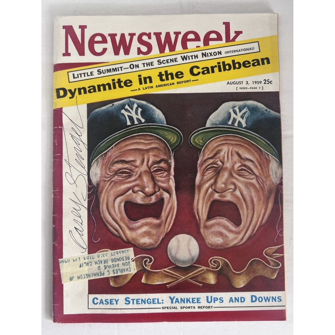 Casey Stengel New York Yankees legendary manager 1959 Newsweek magazine signed