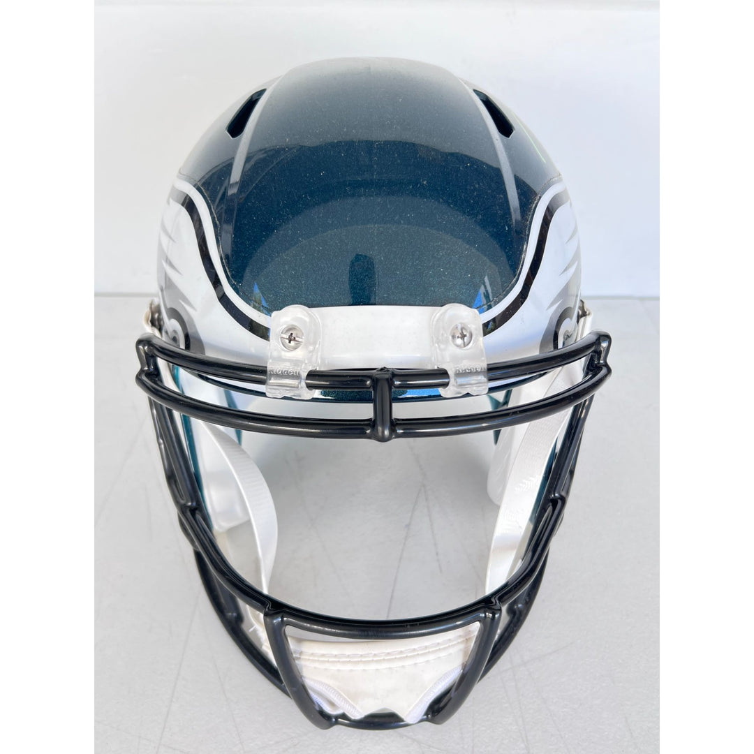 Saquon Barkley, Jalen Hurts Philadelphia Eagles Speed Riddell replica game model helmet signed with proof