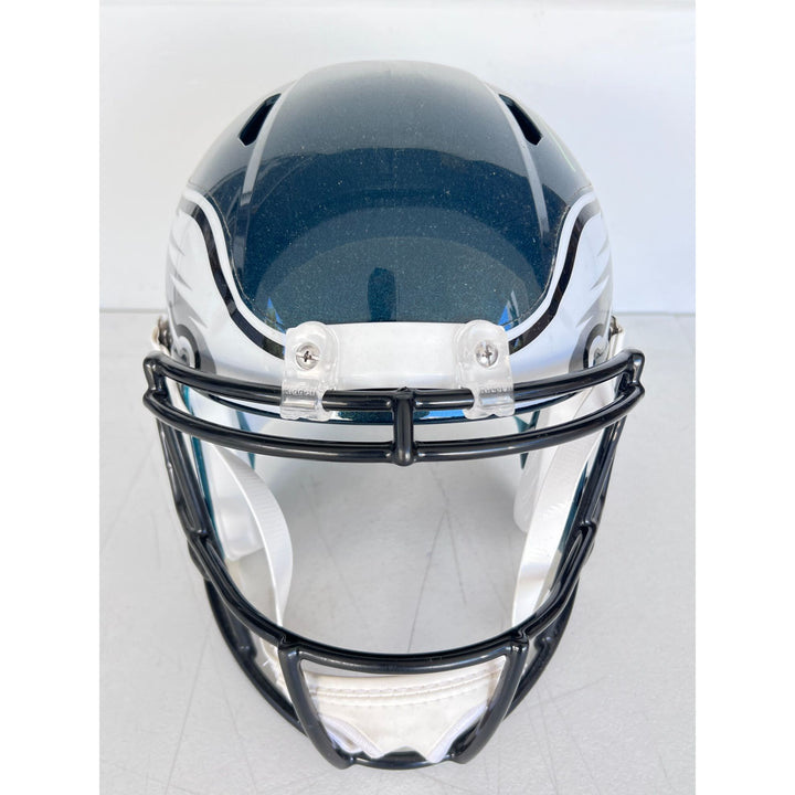 Saquon Barkley, Jalen Hurts Philadelphia Eagles Speed Riddell replica game model helmet signed with proof