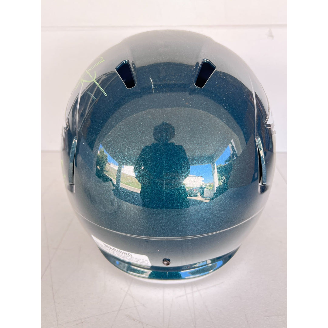 Saquon Barkley, Jalen Hurts Philadelphia Eagles Speed Riddell replica game model helmet signed with proof