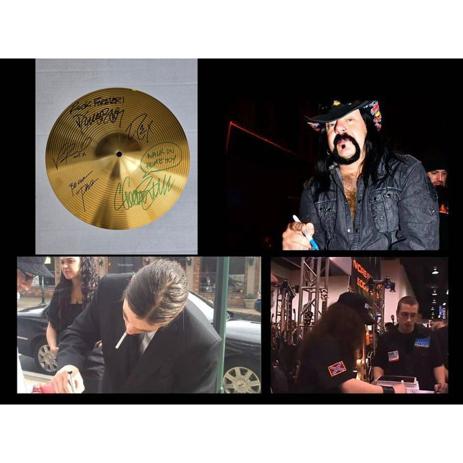 Pantera Phil Anselmo Dimebag Darrell Abbott Diamond Darrell Rex Brown and Vinnie Paul 16 inch Cymbal signed with proof.