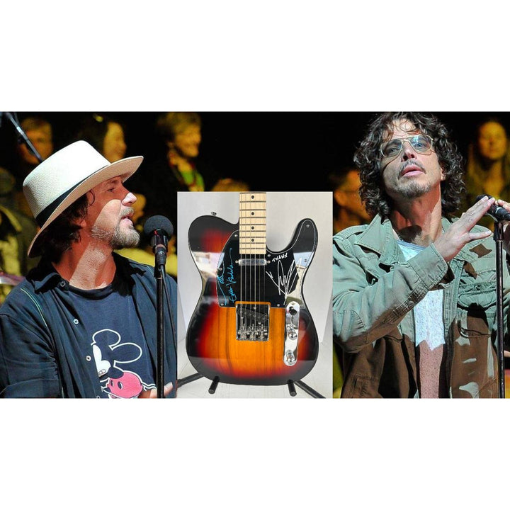 Eddie Vedder Pearl Jam Chris Cornell Sound Garden full size Telecaster electric guitar signed with proof.