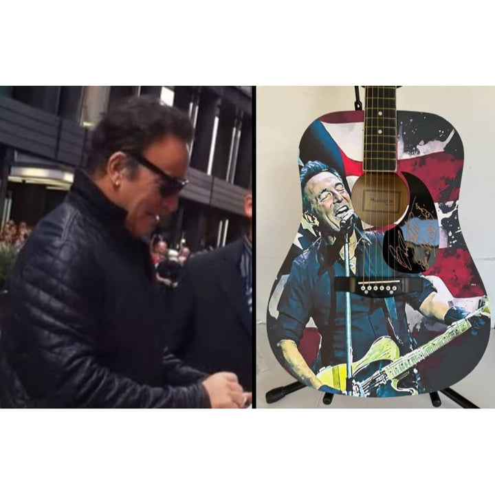 Bruce Springsteen full size one of a kind acoustic guitar signed with proof.