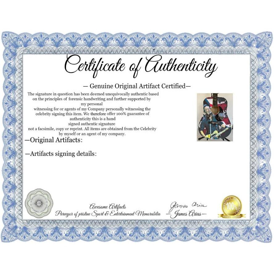 Bruce Springsteen full size one of a kind acoustic guitar signed with proof.