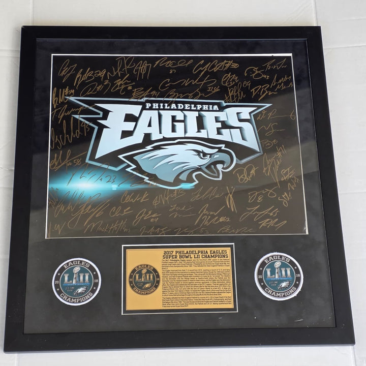 Philadelphia Eagles 2016-17 team signed 16x20 framed with proof.
