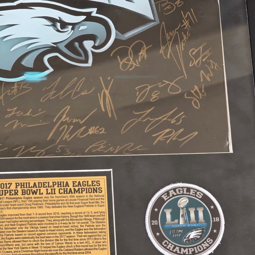 Philadelphia Eagles 2016-17 team signed 16x20 framed with proof.