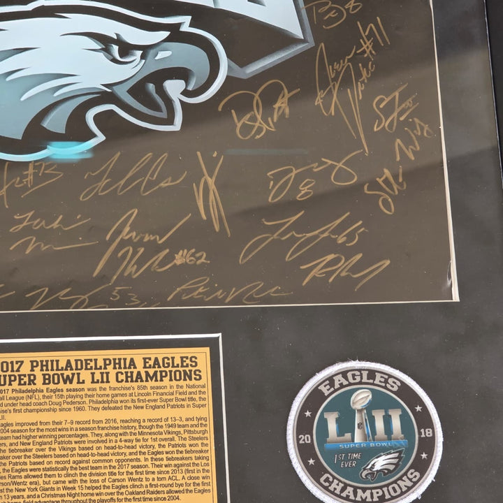 Philadelphia Eagles 2016-17 team signed 16x20 framed with proof.