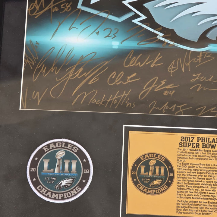 Philadelphia Eagles 2016-17 team signed 16x20 framed with proof.