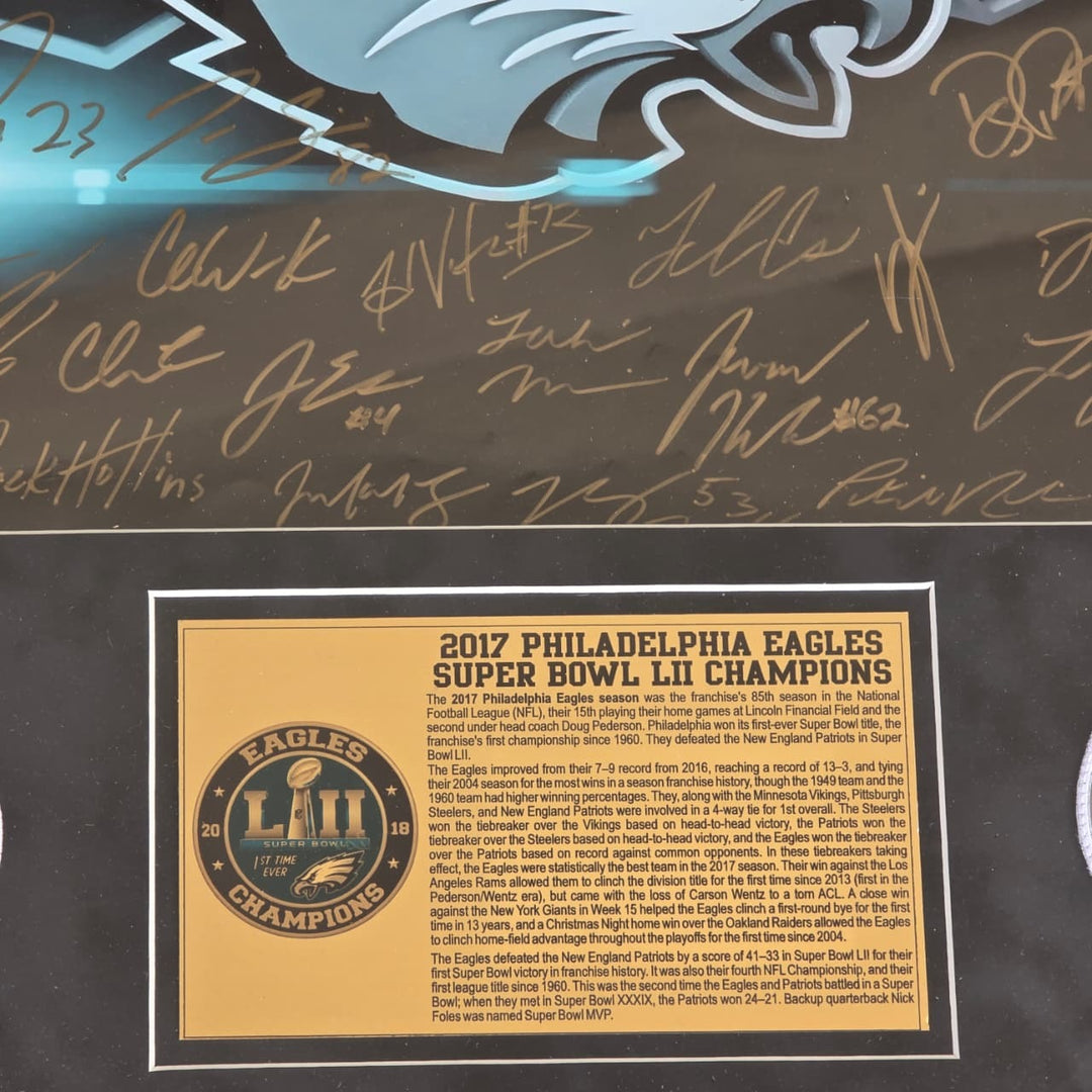 Philadelphia Eagles 2016-17 team signed 16x20 framed with proof.