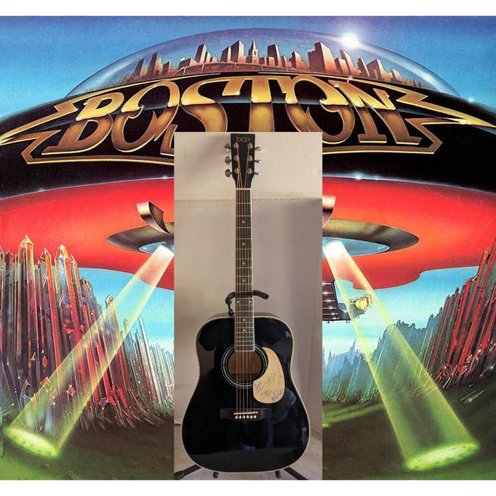 Boston Tom Scholz, Brad Delp, Barry Goudreau, Fran Sheehan and Sib Hashian 41' full size acoustic guitar signed with proof