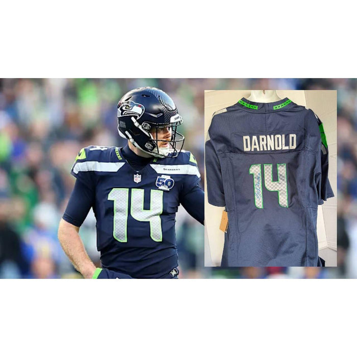 Sam Darnold Seattle Seahawks Mens Large-XL Blue Color Rush Jersey game model signed with proof