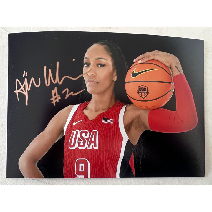 A'ja Wilson USA Women Basketball Team 5x7 signed