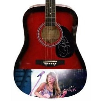 Taylor Swift full size red acoustic guitar signed with proof