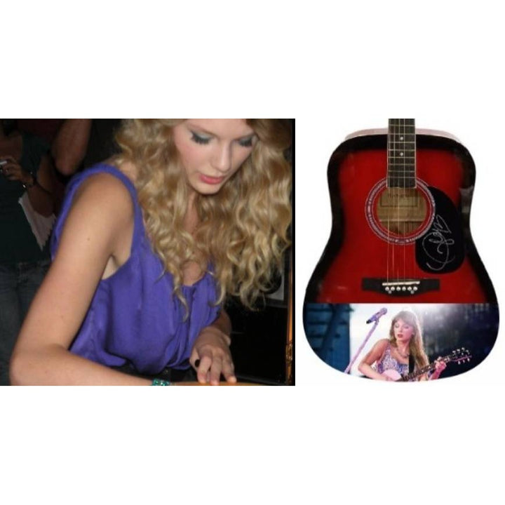 Taylor Swift full size red acoustic guitar signed with proof