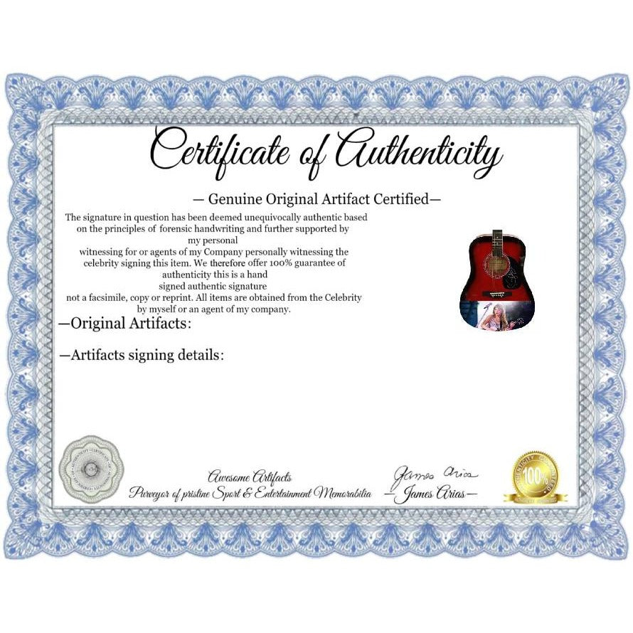 Taylor Swift full size red acoustic guitar signed with proof