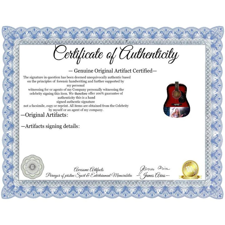 Taylor Swift full size red acoustic guitar signed with proof