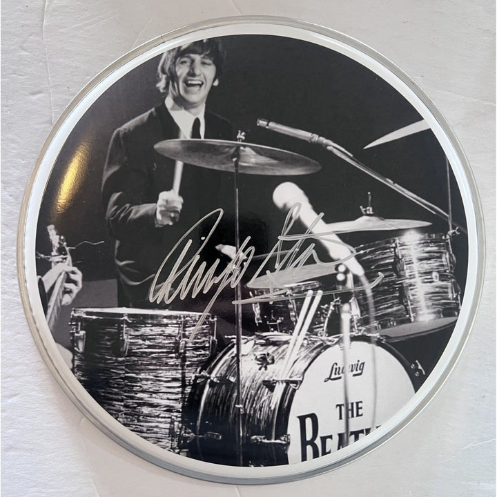 Ringo Starr of The Beatles one-of-a-kind 12-in drum head signed with proof Awesome Artifacts