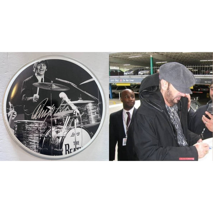 Ringo Starr of The Beatles one-of-a-kind 12-in drum head signed with proof Awesome Artifacts