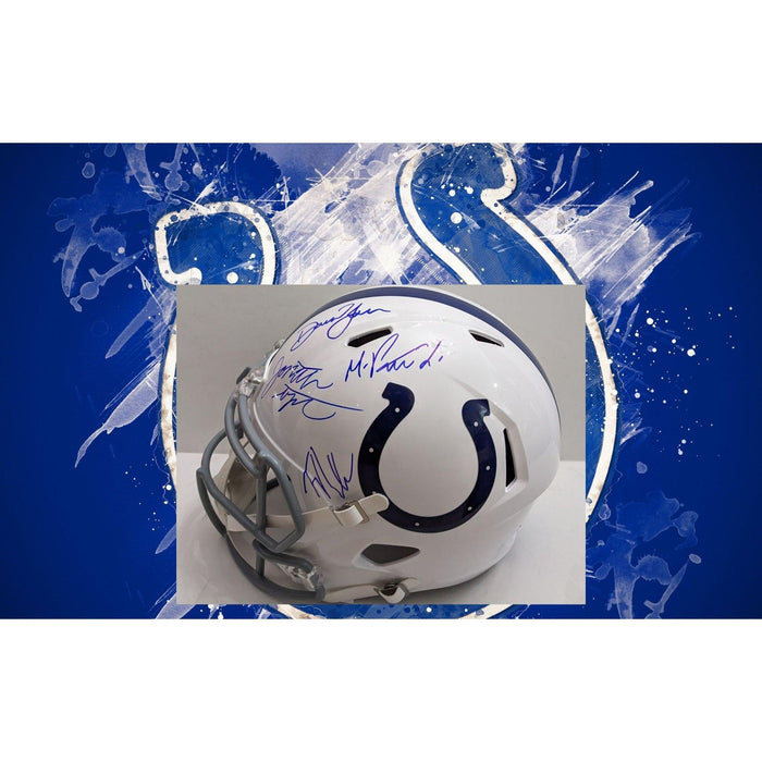 Jonathan Taylor, Daniel Jones, Ty Warren, Michael Pittman Jr. Indianapolis Colts 2025 Riddell speed full size helmet signed with proof