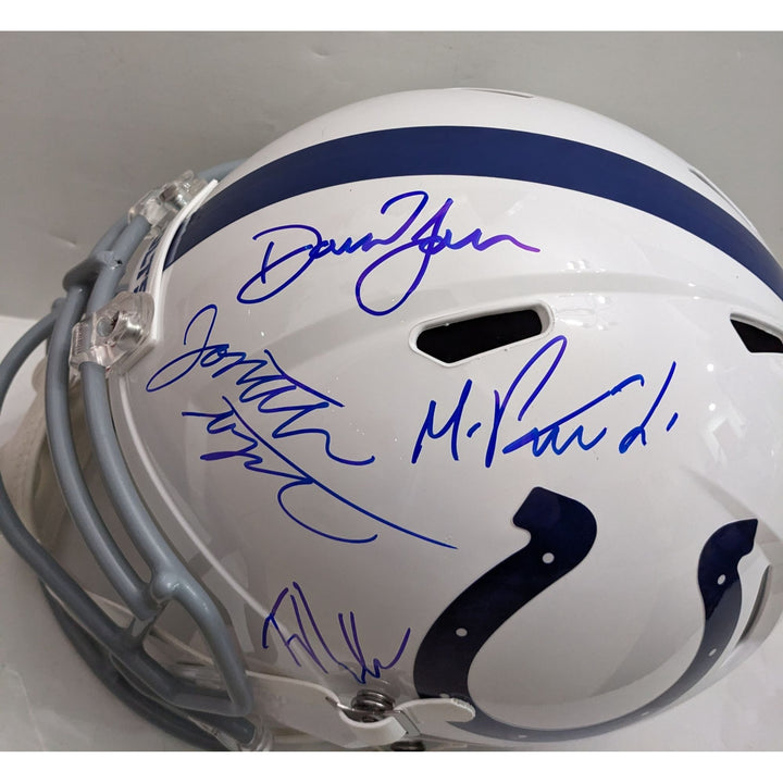 Jonathan Taylor, Daniel Jones, Ty Warren, Michael Pittman Jr. Indianapolis Colts 2025 Riddell speed full size helmet signed with proof