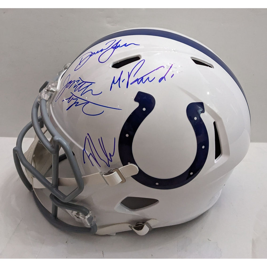 Jonathan Taylor, Daniel Jones, Ty Warren, Michael Pittman Jr. Indianapolis Colts 2025 Riddell speed full size helmet signed with proof