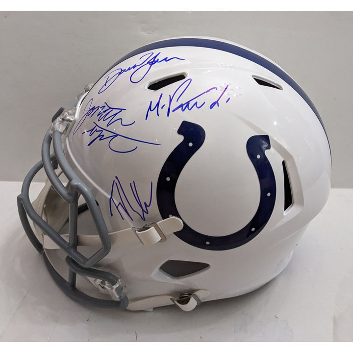 Jonathan Taylor, Daniel Jones, Ty Warren, Michael Pittman Jr. Indianapolis Colts 2025 Riddell speed full size helmet signed with proof
