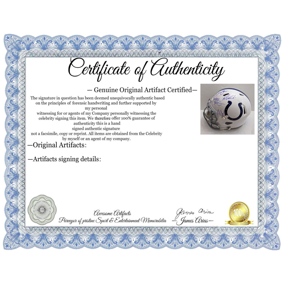 Jonathan Taylor, Daniel Jones, Ty Warren, Michael Pittman Jr. Indianapolis Colts 2025 Riddell speed full size helmet signed with proof