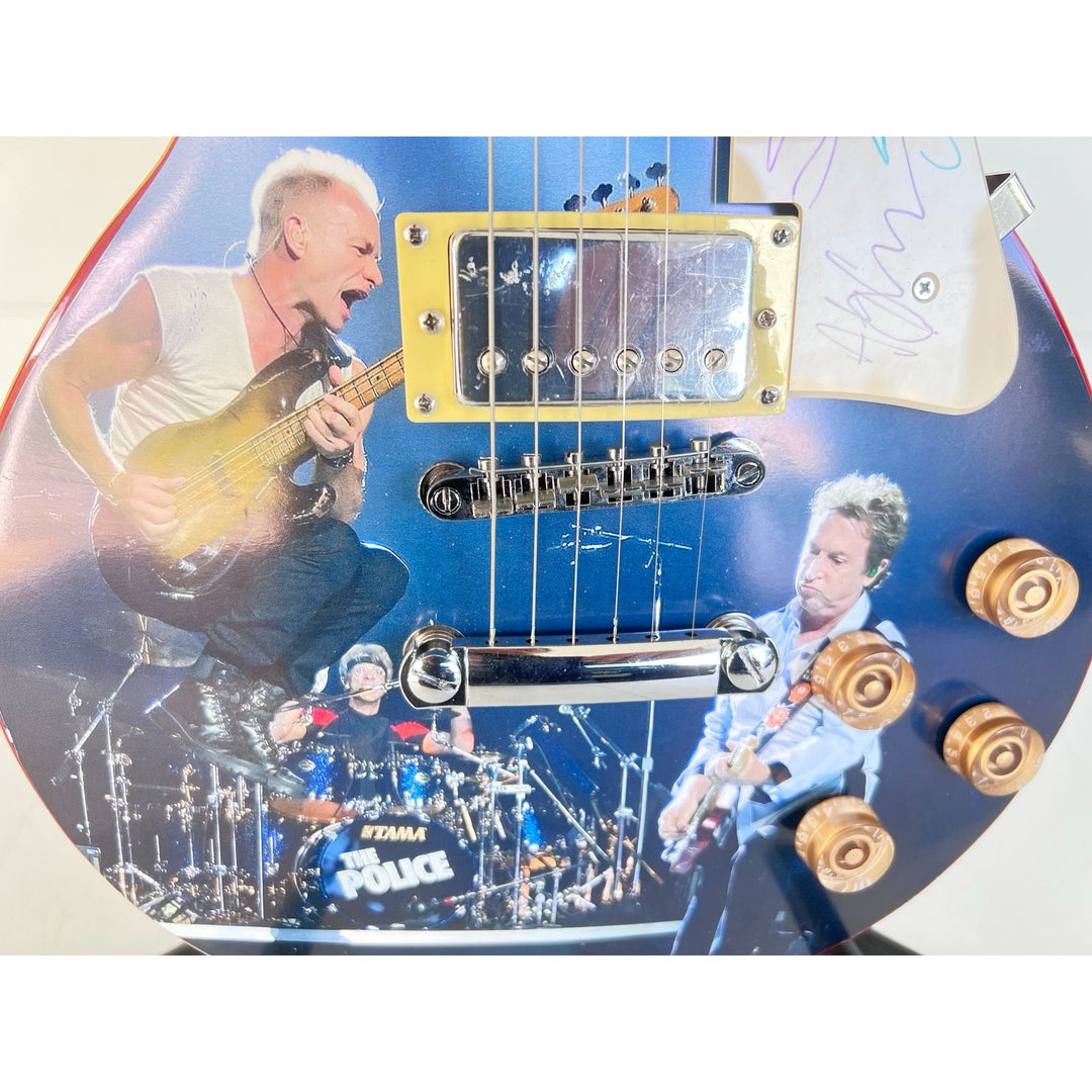 The Police Gordon Sumner "Sting" Stewart Copeland & Andy Summers ONE OF A KIND Les Paul signed with proof